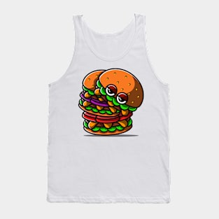 Cute and Unique Double Burger Illustration. Tank Top